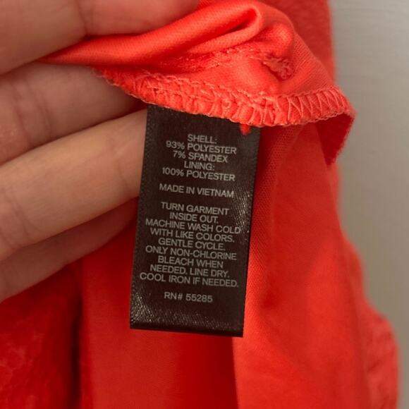 EXPRESS Coral Pebbled Sleeveless Racerback A-Line Front Zipper Dress Size 10 - Picture 7 of 11